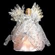 12" Ice Palace White & Silver Lighted Fiber Optic Angel Christmas Tree Topper