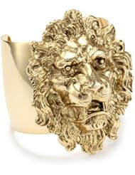Yochi Lion Head 14k Gold Plated Cuff Bracelet