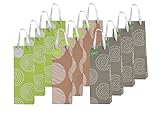 Heart Paper Products 12 Piece Exclusive Wine Gift Bags, 3 Organic Designs