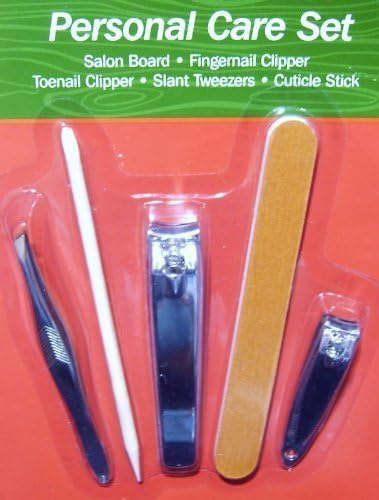 Personal Care Set with Salon Nail File Board, Tweezers, Fingernail &amp; Toenail Clippers by Wholesale Merchandiser LLC