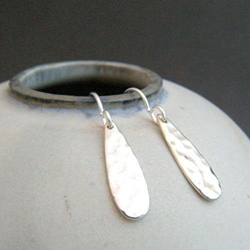 small sterling silver hammered teardrop earrings. simple everyday dangles. classic jewelry
