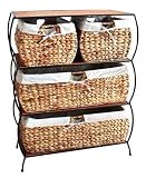 Rattan Four Drawer Dresser with Liners