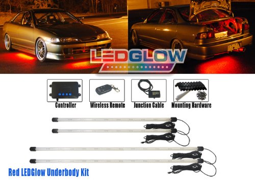 4pc Wireless Red LED Underbody Underglow Kit