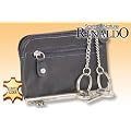 Schl�sseltasche mit 2 Schl�sselringen aus weichem, glatten Rinderleder in Schwarz