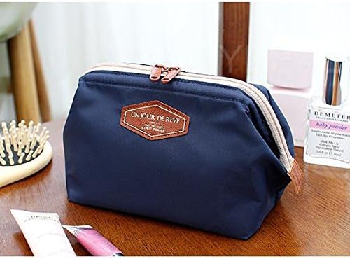 Enjoydeal Women Toiletry Bag Travel Make Up Cosmetic Bag Pouch Clutch Handbag Purse Organizer Bag (Dark Blue)