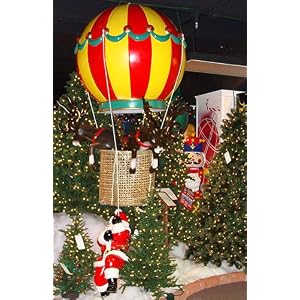 Giant Commercial Grade Santa In Hot Air Balloon and Reindeer Christmas...