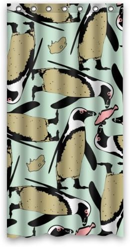 Penguin Bathroom Decor 100% Polyester Waterproof Shower Curtain 36" By 72"