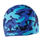 Speedo Lightweight and Comfortable Junior Silicone Swim Cap - Camo Blue