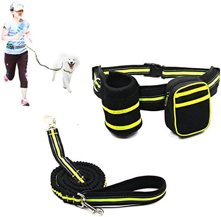 Hands Free Dog Leash With Pouch Bottle Holder Bag Reflective Traction Kit Waist Leashes Perfect For Hands Free Running Jogging Walking
