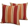 Strathwood 14-by-14-Inch Spun Polyester Pillow, Set of 2, Striped Landry Pumpkin