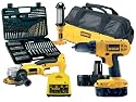Dewalt 18 Volt Drill Driver with Angle Grinder, Torch, Batteries, Bit Set and Carry Case