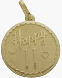 10K Yellow Gold Happy #11 Age Expression Pendant with chain
