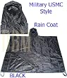 Military USMC Style Poncho Rain Coat Water resistant Black Color