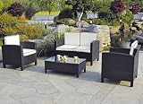 Suntime Amalfi Black Rattan Suite with Cream Cushions