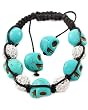 Black Cord Imitation Turquoise Stone Halloween Skull Adjustable Bracelet