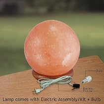Himalayan Rock Salt Lamps Globe Shape 8~10Lbs with Cord & Bulb