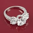 Silvertone Three Round-cut CZ Fashion Ring