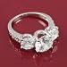 Silvertone Three Round-cut CZ Fashion Ring
