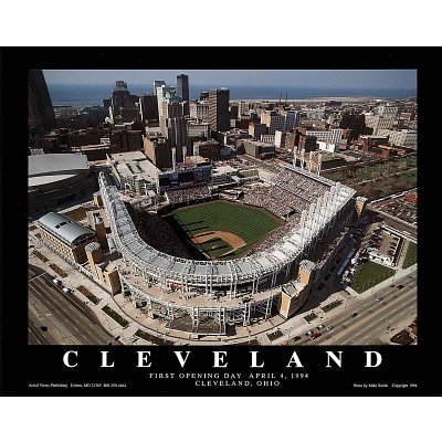 Professionally Framed Mike Smith Cleveland Indians First Opening Day April 4 1994 Jacobs Field Sports Poster Print - 8x10 with RichAndFramous Black Wood Frame