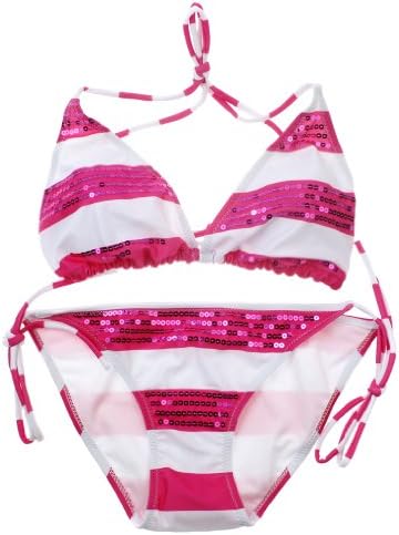 Yonghero Women's Sequins Bikini Set Cute Scrunch Butt Wireless Small Pink