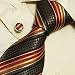 S4036 Designer Hand Made Orange Black Stripes Necktie Cufflinks Set with Gift Box Tie...