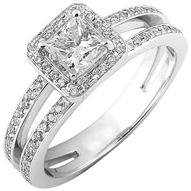 Engagement 1.32ctw Princess Cut Diamonds Ring HI/SI-I1 by 