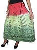 Vintage Skirt Red Green Floral Tie Dye Cotton Long Skirts