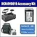 Sony DCR-DVD810 Camcorder Accessory Kit includes: SDM-109 Charger, T31764 Memory Card, SDNPFH70 Battery, LP34682 Case