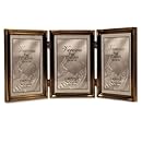 Lawrence Frames Antique Brass 4x6 Hinged Triple Picture Frame - Bead Border Design