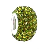 Pandora Style Charm Bead (Z415) Pave Crystal Style (14mm x 9mm) (fits Pandora, Biagi, Chamilia & Troll too) ~ Olivine Green Crystal