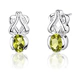1.50 Carats Oval Shape Peridot Earrings in Sterling Silver