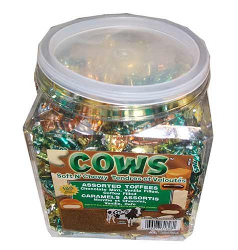 Cows Soft and Chewy Assorted Toffees, (180 Individually Wrapped Pieces Per Tub) by Sherwood Brands