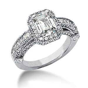 2 Ct Emerald Cut Diamond Engagement Ring Vintage Style GIA VS2 14k