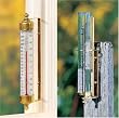 Brass Thermometer and Post Mounted Rain Gauge Weather Set
