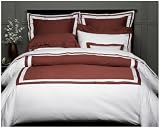 Pinzon Hotel Banded Egyptian Cotton Sateen Full/Queen Duvet, Bordeaux
