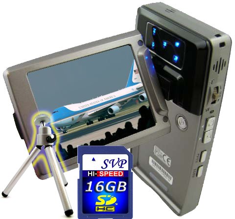 SVP HDDV-2880Bk 16MP Max TOUCH BUTTON 2.5-inch 270 DEGREE LCD Digital Video Camcorder + FREE 16GB High Speed SD Memory Card & Tripod