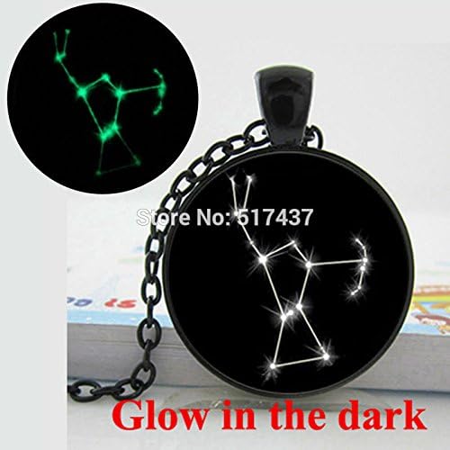 Pretty Lee Glow In The Dark Necklace Pendants Astrology Necklace Black And White Glass Cabochon Glowing Jewelry Orion Zodiac Necklace