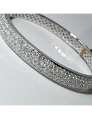 Real Diamond Bangle Bracelet ladies 6ct in White Gold Solid 9mm big Si clarity