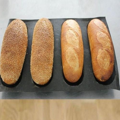 9" Silicone Fiberglass French Bread Baking 4 Rolls Mold Baguette Tray Bakery Pan