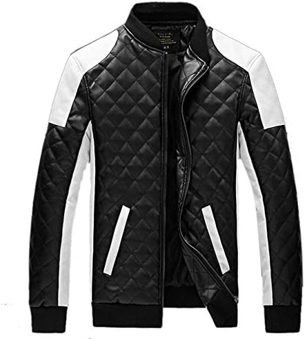 Men's New Autumn &amp; Winter Leather Jacket Motorcycle Bomber Jacket Coat Plus Size (US:S(Asia Tag XL), Black)