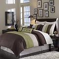 8pc King size Sage & Chocolate Grand park Comforter set By sheetsnthings
