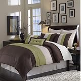 12pc California King SAGE and CHOCOLATE Grand Park BED IN BAG Comforter and EGYPTIAN... by 