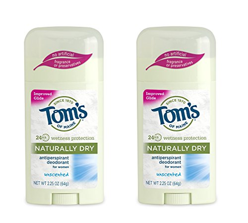 Tom's of Maine Naturally Dry Womens Antiperspirant Stick Deodorant, Unscented 2.25 oz, 2 Count
