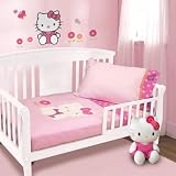 Lambs & Ivy 4 Piece Toddler Bedding Set, Hello Kitty Garden