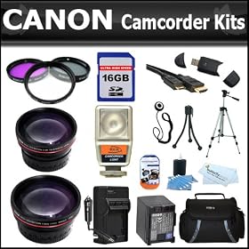 Canon VIXIA HF S21 Dual Flash Memory Camcorder Essentials Kit Includes 16GB 150x High Speed SD Card + Extended Replacement BP-819 (2100mAH) 5hr Battery + Ac/Dc Rapid Travel Battery Charger + 52" Full Tripod + HD Wide Angle & Telephoto Lens +Much More