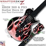 Metal Flames Red WraptorSkinz Skin fits XBOX 360 & PS3 Guitar Hero III Les  ....