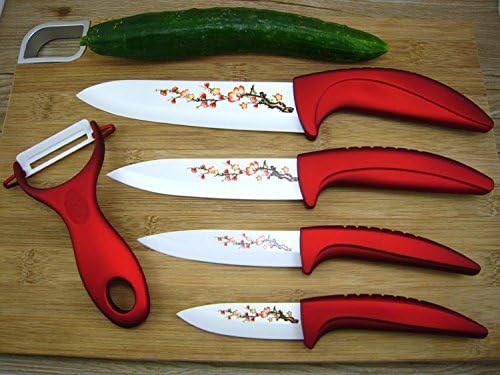 Beauty Ceramic Knife Set Kitchen Knives 3" 4" 5" 6" Peeler + Cover Free-shipping