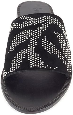 Mingos Women's Marin Stud-embellished Black Leather Slide Sandal Size 10 US