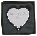 Engraved Mother of the Bride Heart Compact Hand Mirror with Gift Box!