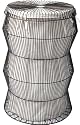 Gelochter Wäschekorb Ø 45 cm aus Metal mit Deckel & Beutel aus Baumwolle.